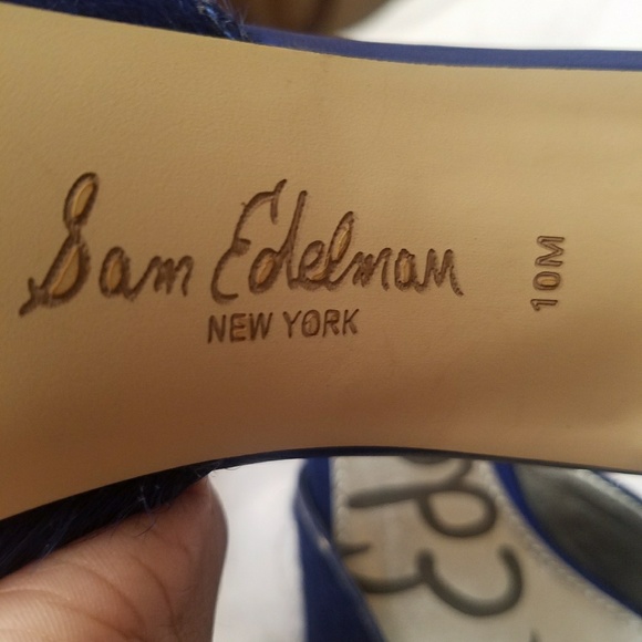 Sam Edelman Blue Pointed Cow Fur Shoes - Picture 2 of 6